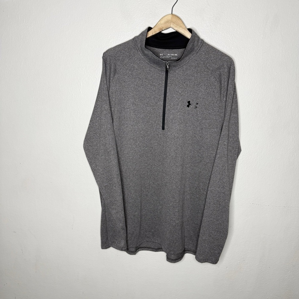 Under Armour Tech Gray Half Zip Long Sleeve Pullover Shirt Athletic Mens 2XL - Picture 1 of 10